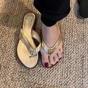 Tory Burch Gold Sandals with Metallic Accents